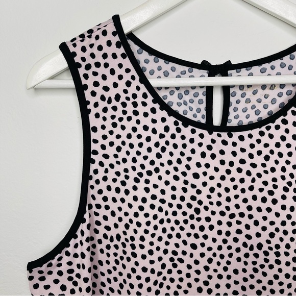 Kate Spade Womens Pajama Tank Top Blush Pink Black Polka Dot Jersey Knit Size XL - Picture 3 of 12